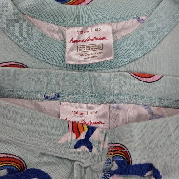 Hanna Andersson Blue Dolphin Rainbow Short John Organic Cotton Pajamas 110 5 5T - Picture 8 of 9